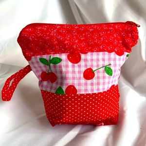 Red Cherry/hearts zipper pouch